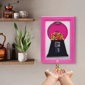Picture Photo Frame Fun Cute Candy Machine Dispenser Pink